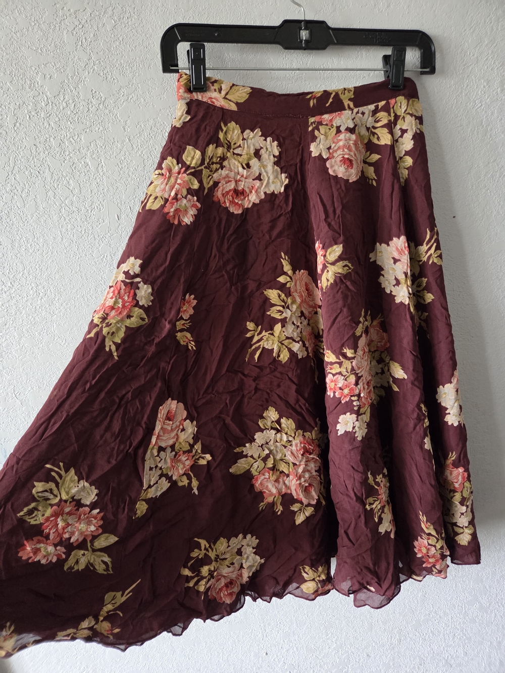 Eddie Bauer Burgundy Floral Circle Skirt - Picture 2 of 5